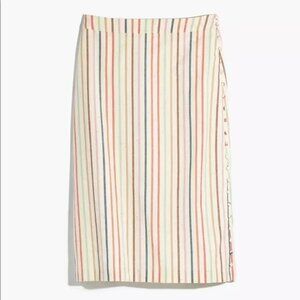 Madewell Button Slit Midi Skirt in Flecked Rainbow Stripe